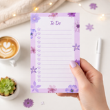 Floral To-Do List Notepad | Daily Task Planner Pad (9 cm x 18 cm, 80 GSM, 50 Pages)