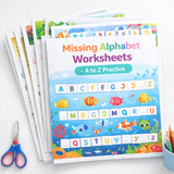 Missing Alphabet Worksheets Printable PDF – A to Z Practice for Preschool & Kindergarten (10 Themed Pages)