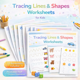 Tracing Lines & Shapes Worksheets for Preschool Kids (Printable PDF)