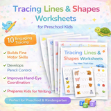 Tracing Lines & Shapes Worksheets for Preschool Kids (Printable PDF)