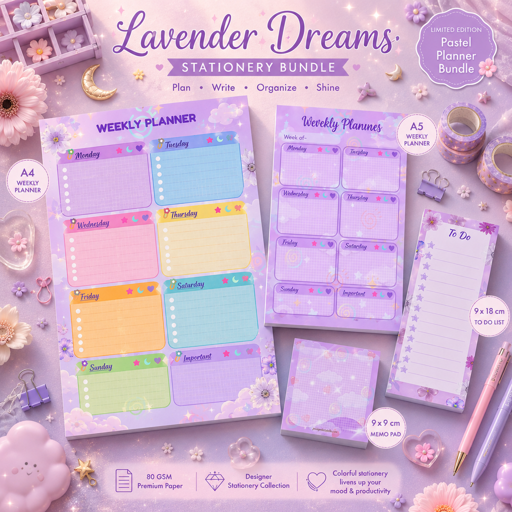 Lavender Dreams Stationery Bundle – Premium Pastel Planner Collection