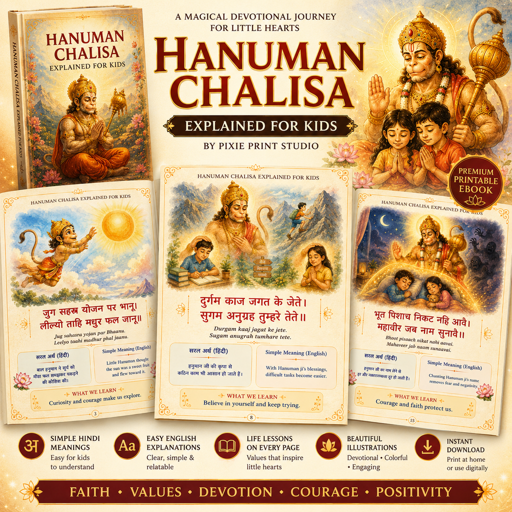Hanuman Chalisa Explained for Kids | Premium Printable Devotional Ebook