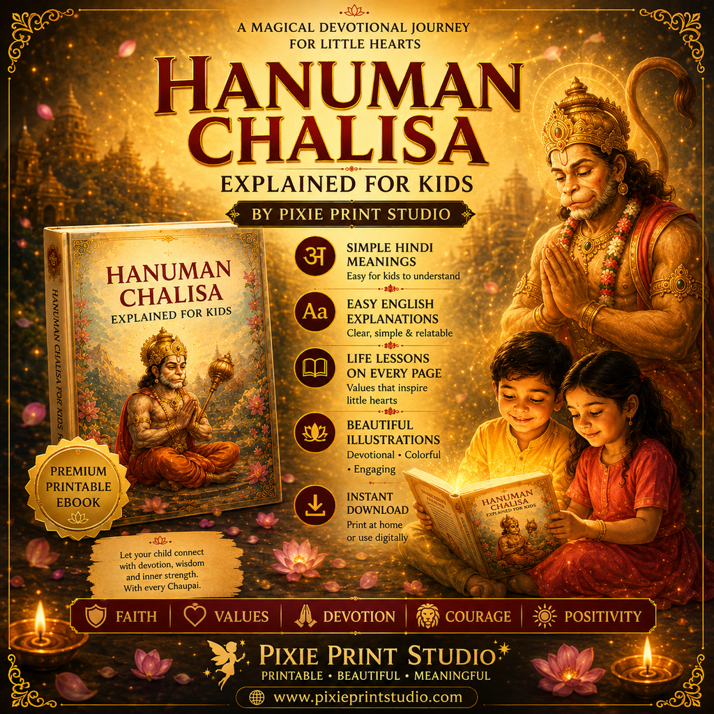 Hanuman Chalisa Explained for Kids | Premium Printable Devotional Ebook